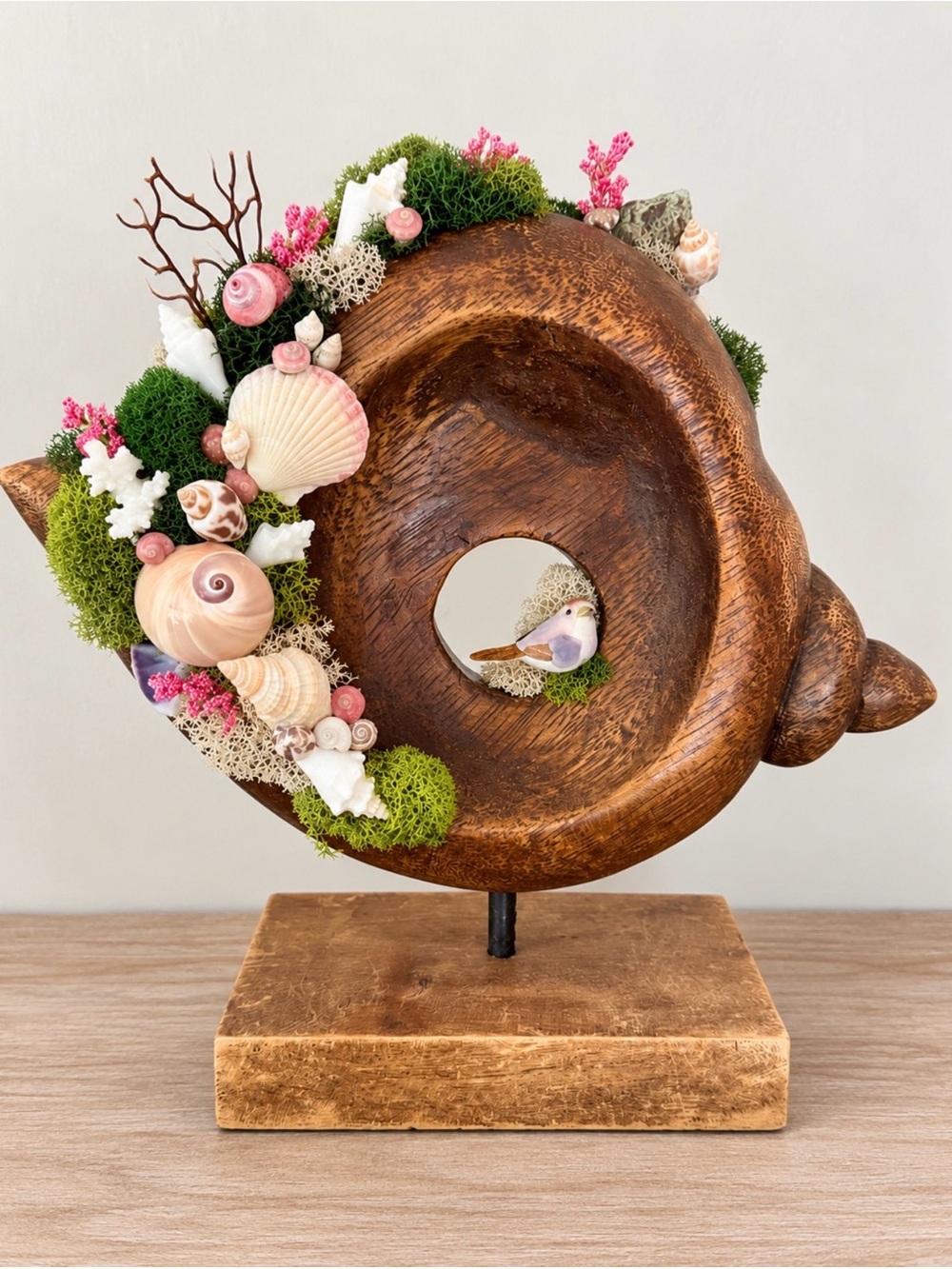 Hand Embellished | Wooden SeaShell Sculpture